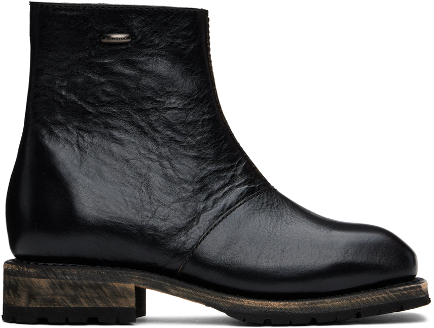 Shop Our Legacy Black Engine Boots In Deep Black Leather