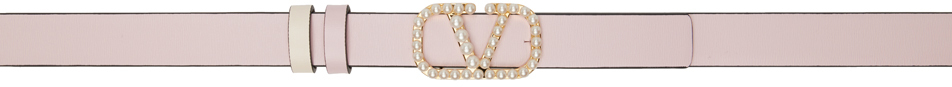 Shop Valentino Pink Reversible Vlogo Signature Belt In J49 Rose Quartz-ligh