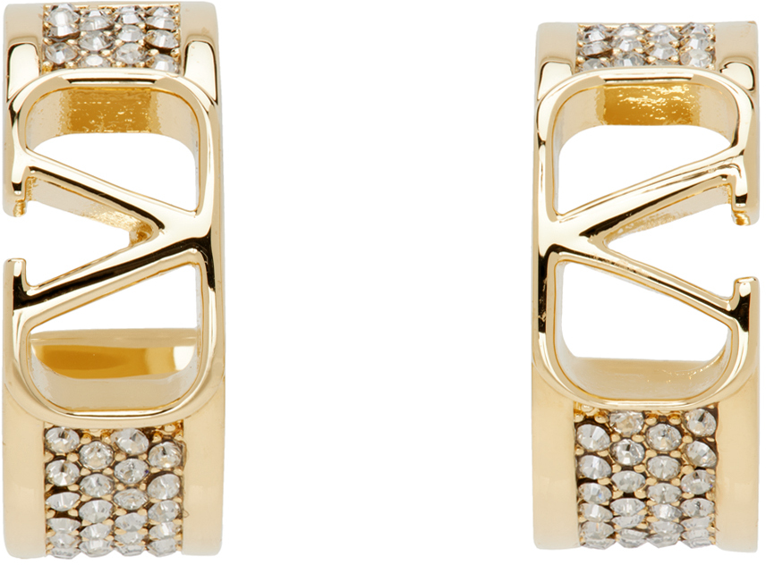 Valentino Garavani Gold Logo Hoop Earrings