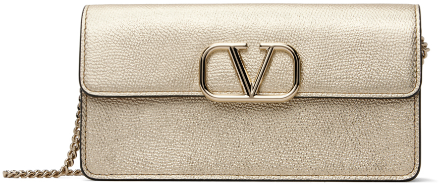 Gold VLogo Signature Wallet Chain Bag