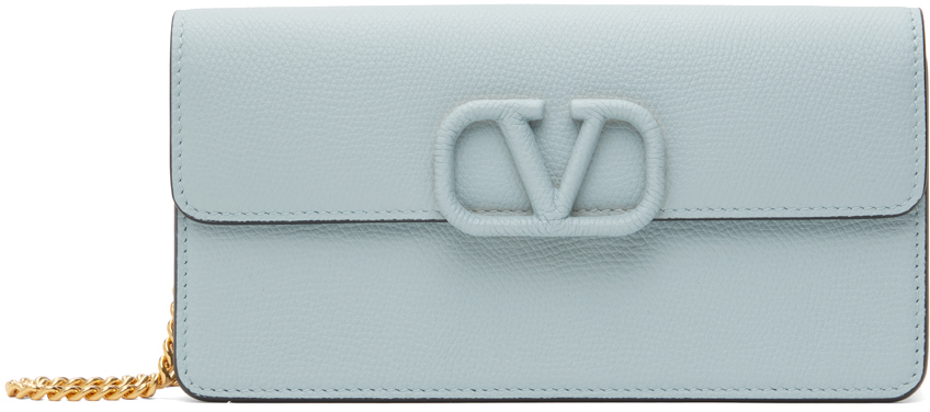 Shop Valentino Blue Vlogo Signature Wallet Bag In Zj4 Blu Porcellana