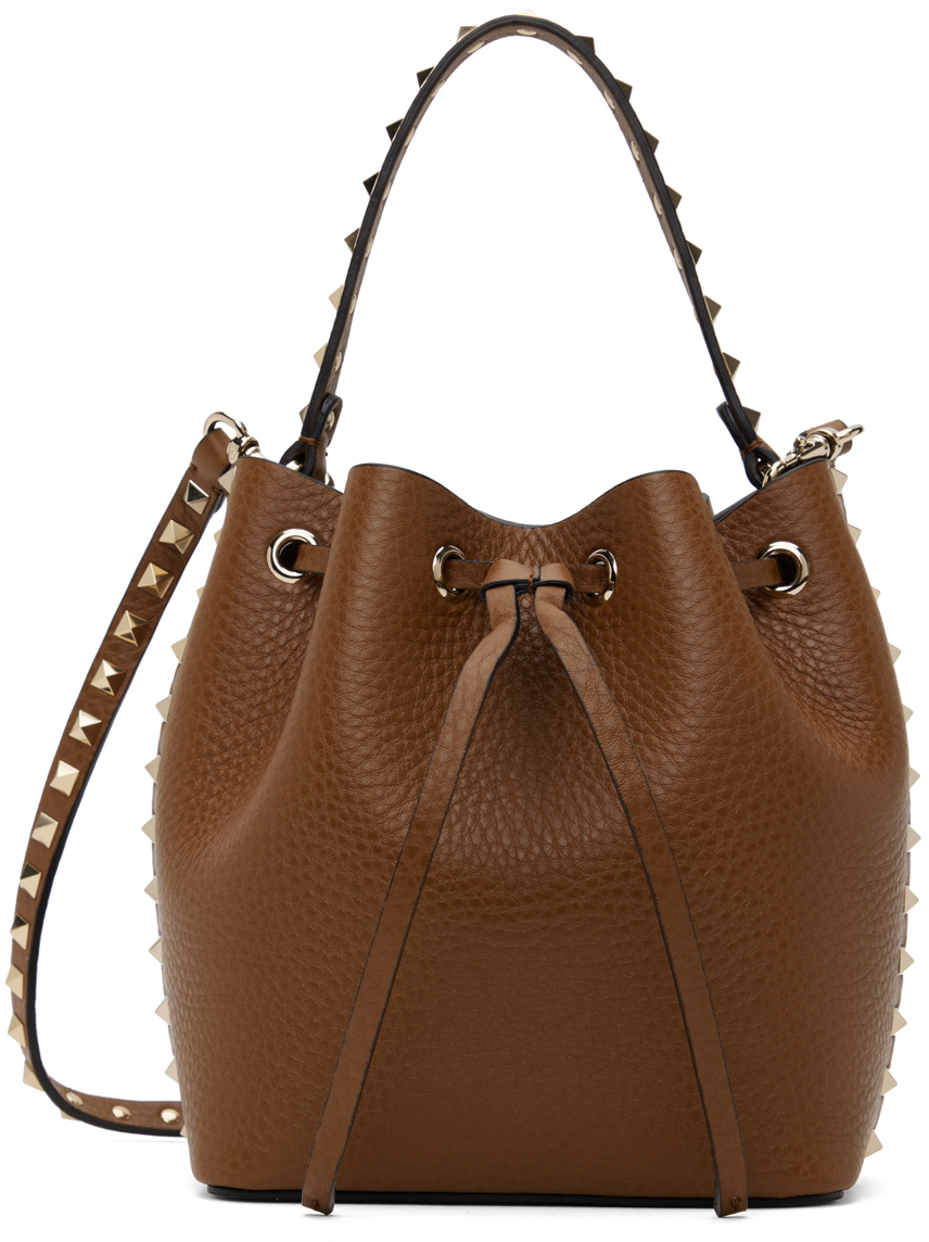 Brown Rockstud Bucket Bag