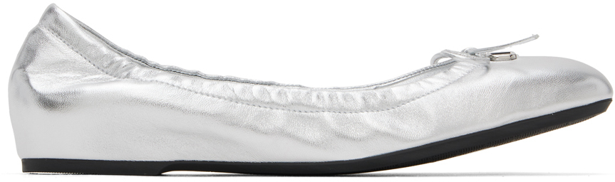 Silver VLogo Signature Ballerina Flats by Valentino Garavani