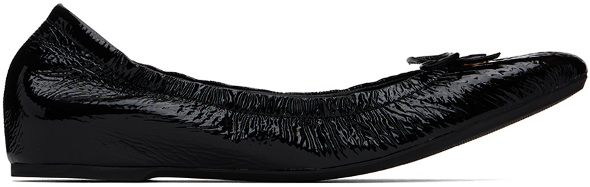 Shop Valentino Black Vlogo Signature Ballerina Flats In 0no Nero