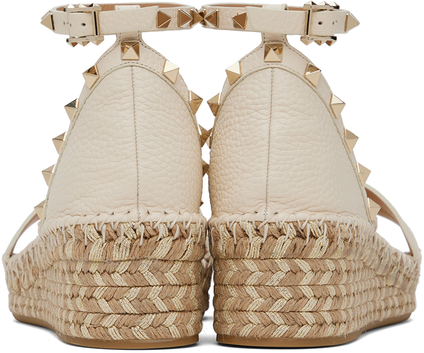 Shop Valentino Off-white Rockstud Sandals In 48n Light Ivory/natu