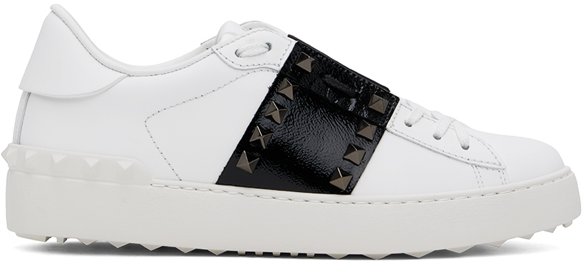 Shop Valentino White & Black Rockstud Untitled Sneakers In A01 Bianco/nero/bian