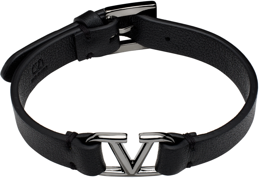 Black VLogo Signature Calfskin Bracelet