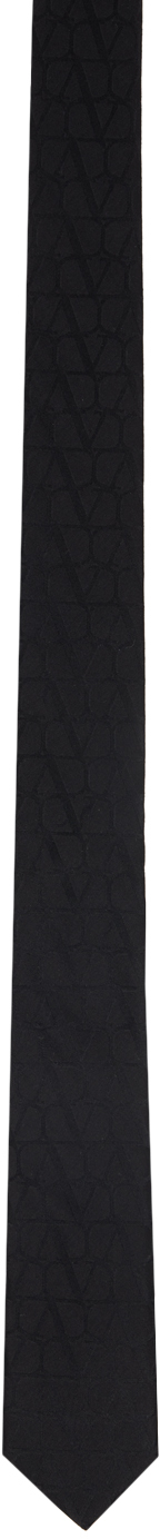 Shop Valentino Black Jacquard Toile Iconographe Tie In 0no Nero