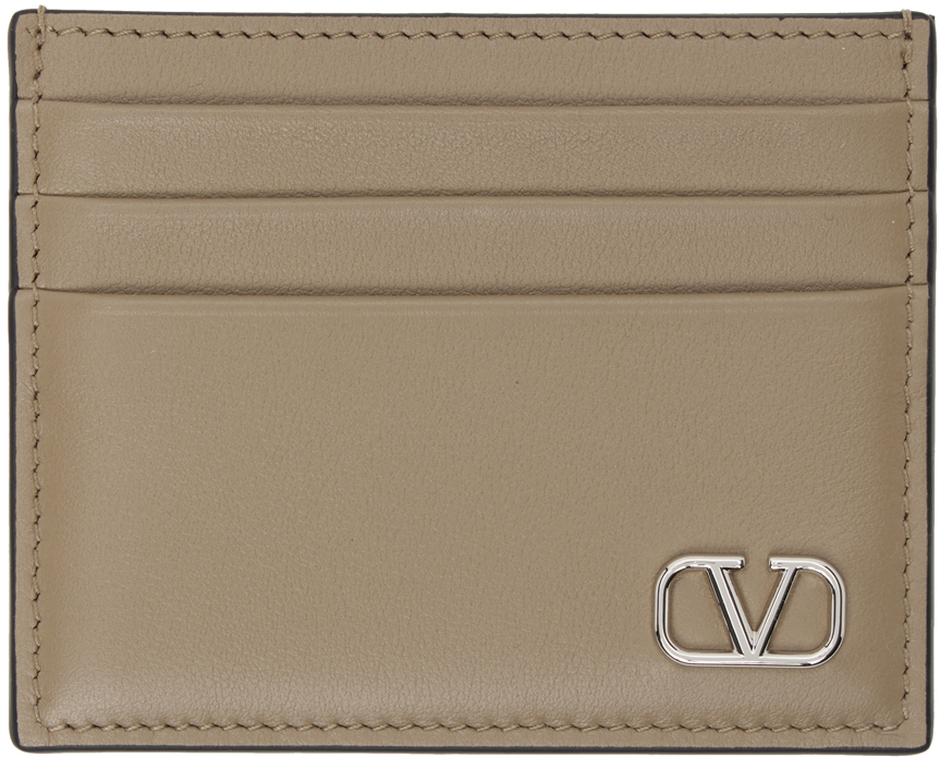 Taupe VLogo Signature Card Holder