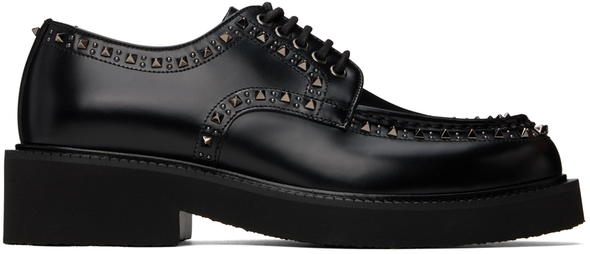 Shop Valentino Black Gentleglam Calfskin Derbys In 0no Nero