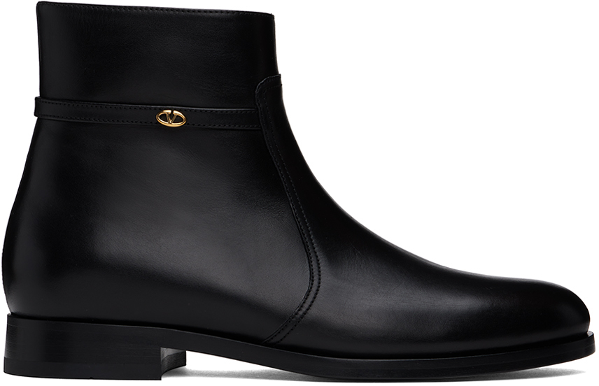 Valentino Garavani Black Vlogo Signature Boots In 0no Nero