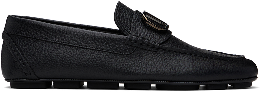 Shop Valentino Black Vlogo Signature Driving Loafers In 0no Nero