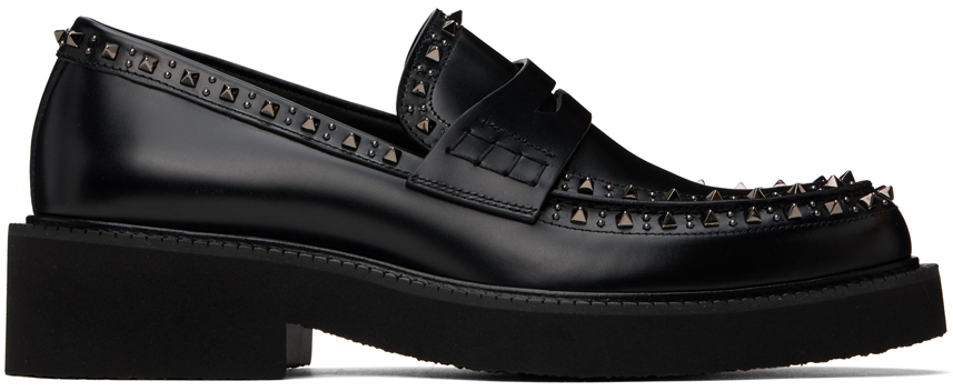 VALENTINO GARAVANI BLACK GENTLEGLAM CALFSKIN LOAFERS 