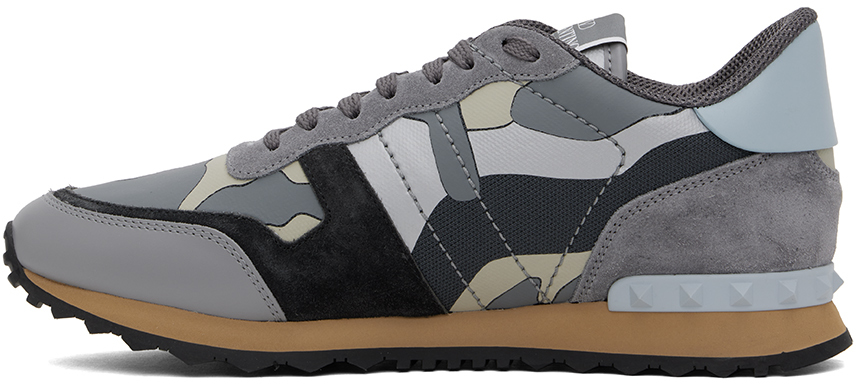 Valentino Rockrunner Camouflage Low-top Sneakers In .grey-op.
