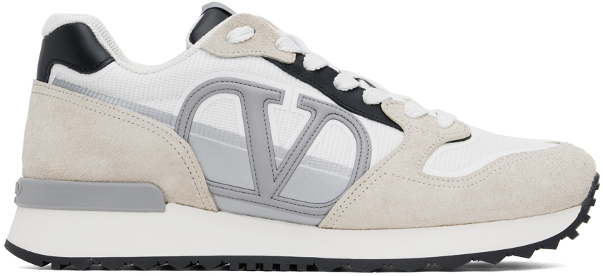 Valentino Garavani Multicolor Leather And Fabric Vlogo Pace Sneakers In White