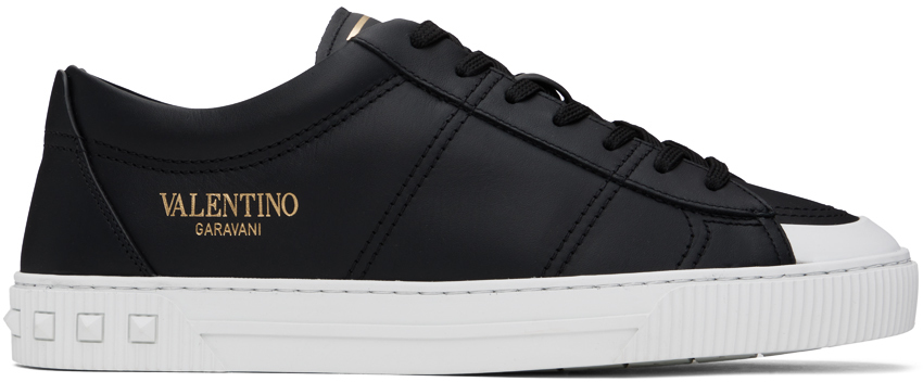 Shop Valentino Black Cityplanet Sneakers In 0no Nero/bianco