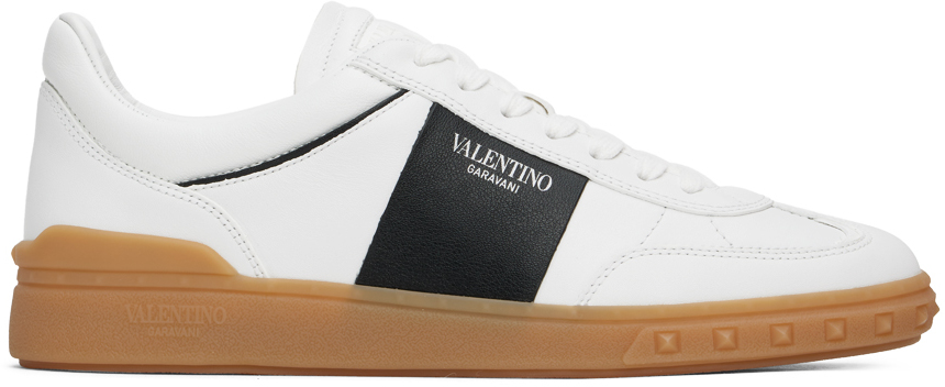 Shop Valentino White & Black Upvillage Low-top Sneakers In A01 Bianc/nero/ambra