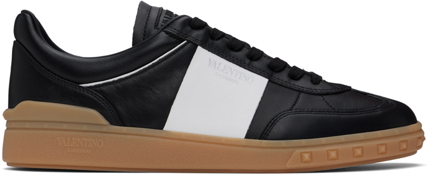 Shop Valentino Black Upvillage Low-top Sneakers In 0ni Nero-bianc/ambra