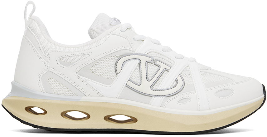 Shop Valentino White Vlogo Easyjog Low-top Sneakers In Zgz Bianco/ivorygrey