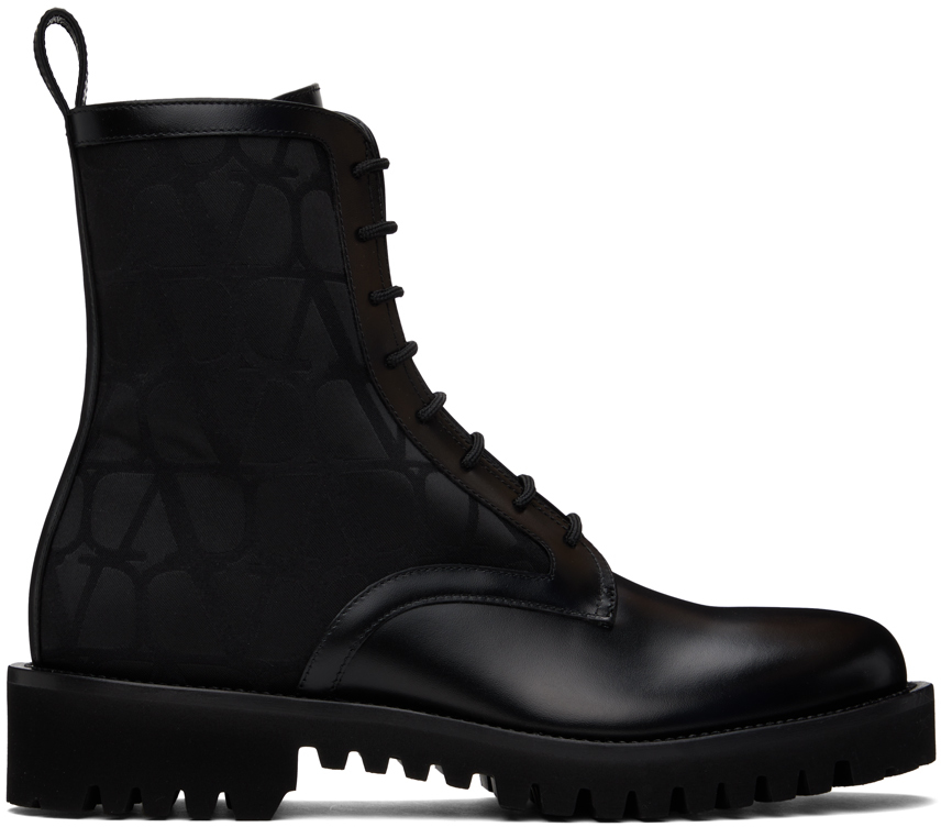 Black Toile Iconographe Combat Boots