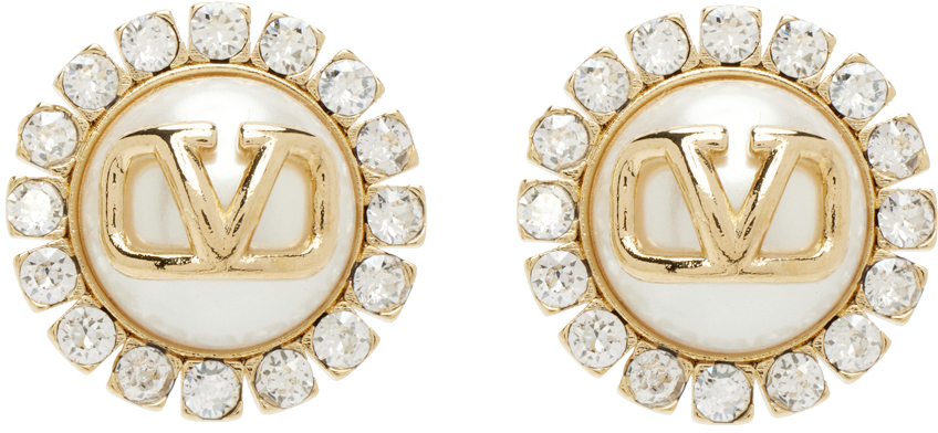 valentino garavani gold vlogo signature metal & resin earrings