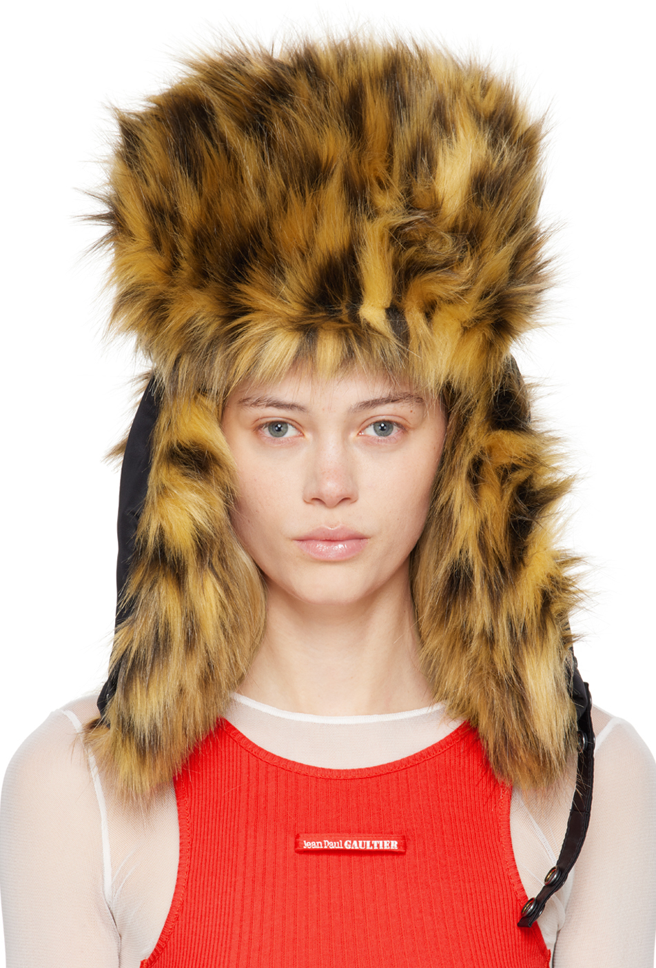 Black 'The Leopard Ushanka' Hat by Jean Paul Gaultier on Sale