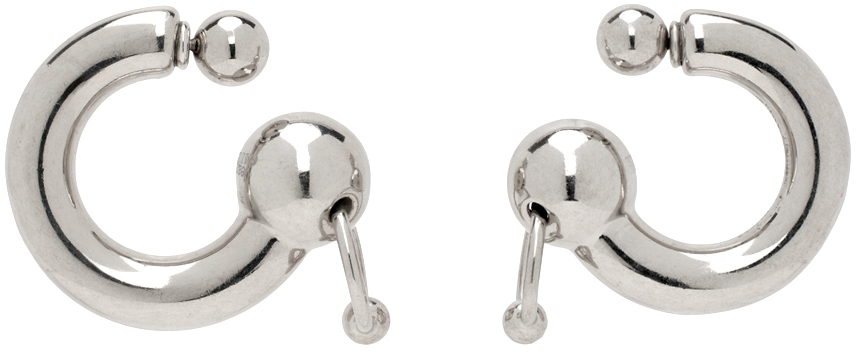 Jean Paul Gaultier: Silver Large Piercing Earrings | SSENSE