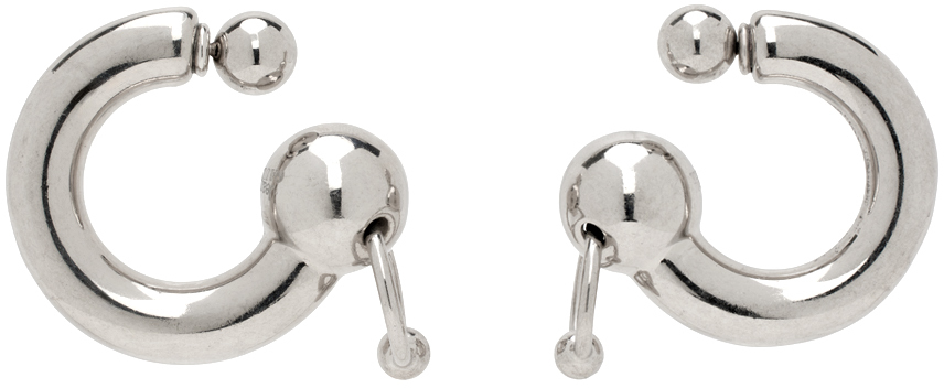 Jean Paul Gaultier Silver Large Piercing Earrings In 91 Silver