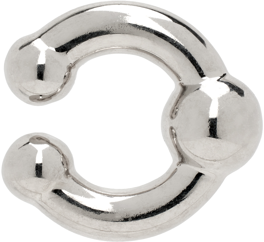 Jean Paul Gaultier Silver Piercing Single Ear Cuff In 91 Silver
