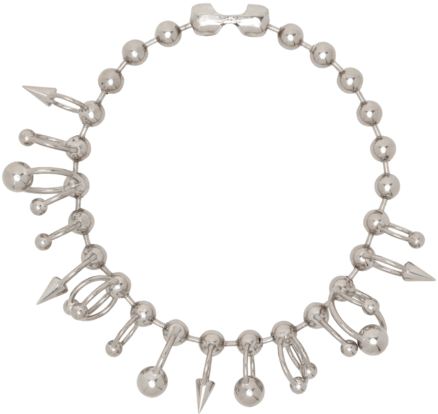 Jean Paul Gaultier Silver All Around Piercing Necklace In 91 Silver