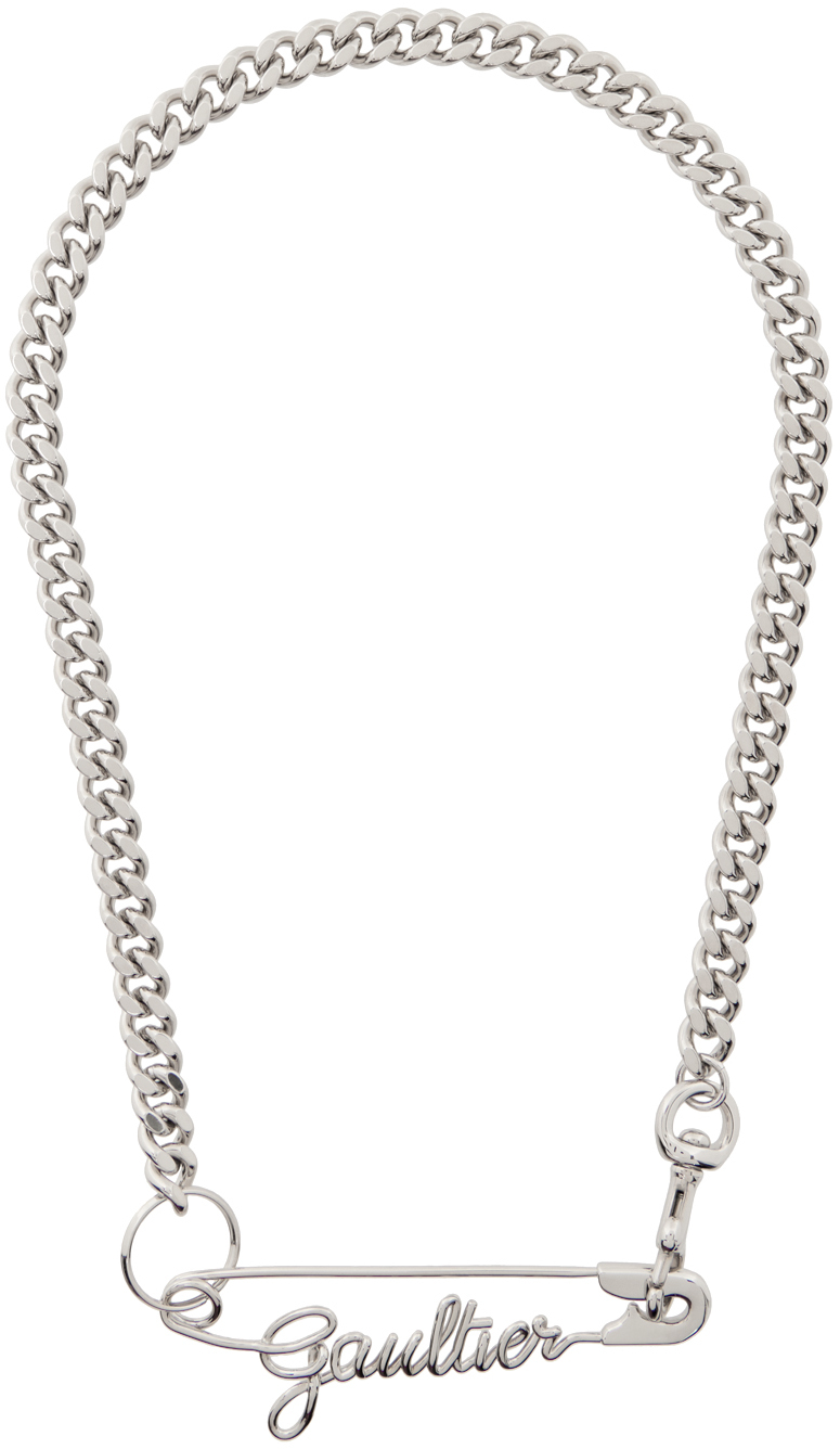 Jean Paul Gaultier The Silver-tone Gaultier Safety Pin Necklace In 91 Silver