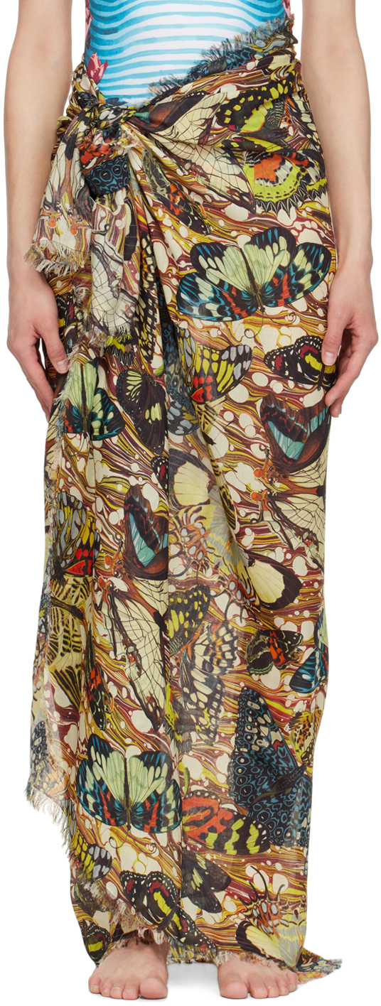 Jean Paul Gaultier Yellow Butterfly Cover Up In 1090 Yellow/multicol