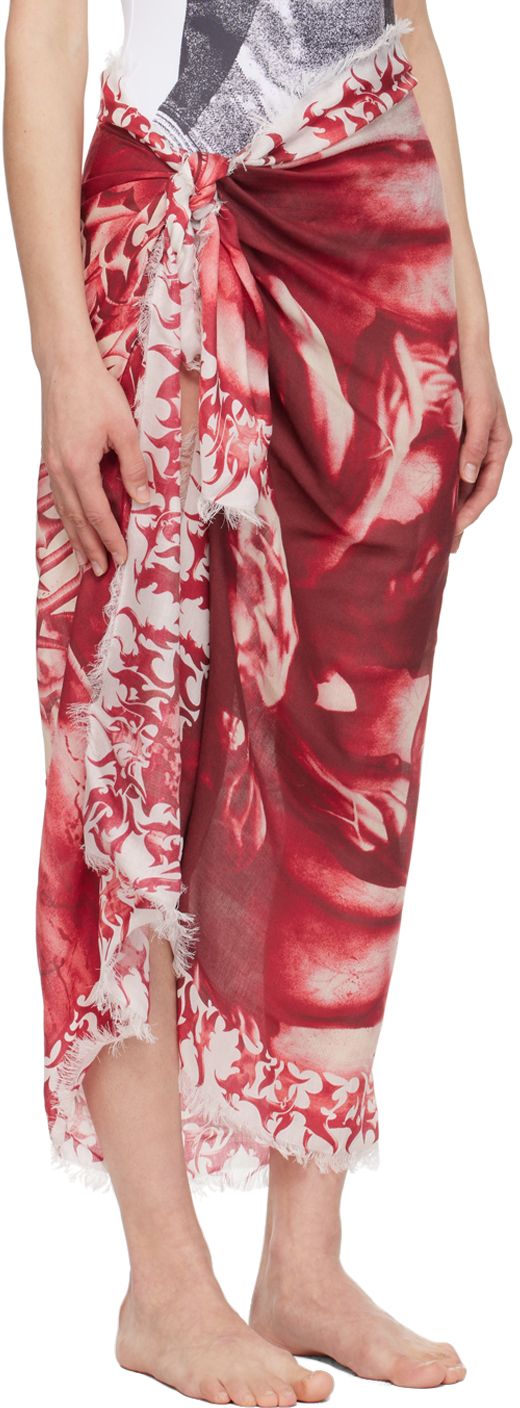 Jean Paul Gaultier White & Red Graphic Cover Up In 0130 White/red