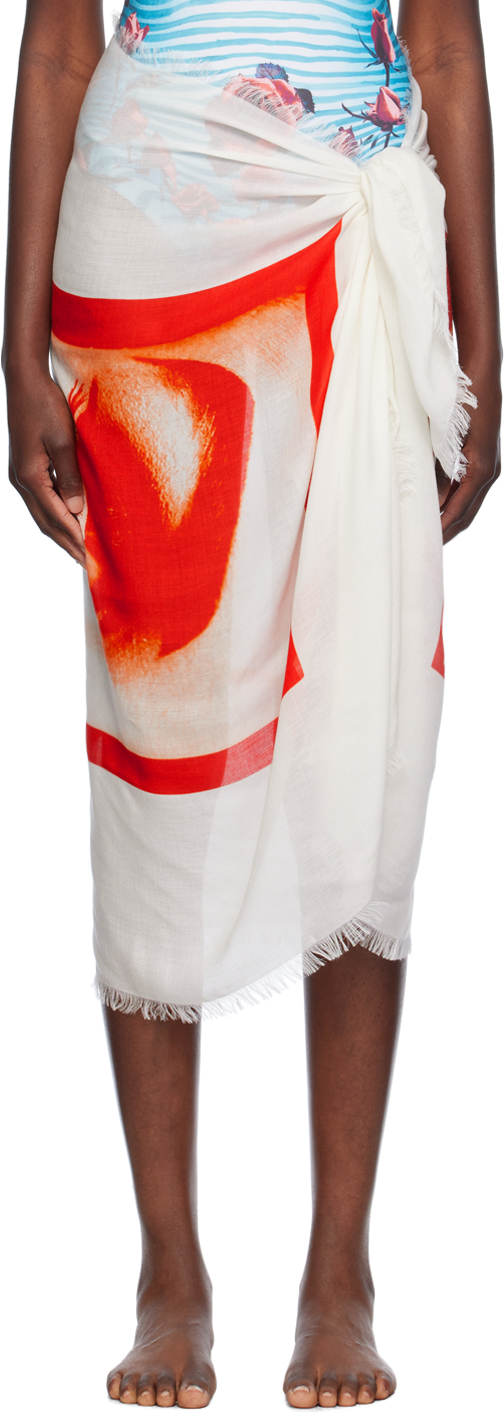 Shop Jean Paul Gaultier White & Red The Eyes And Lips' Cover Up In 283010-burgundy/red/