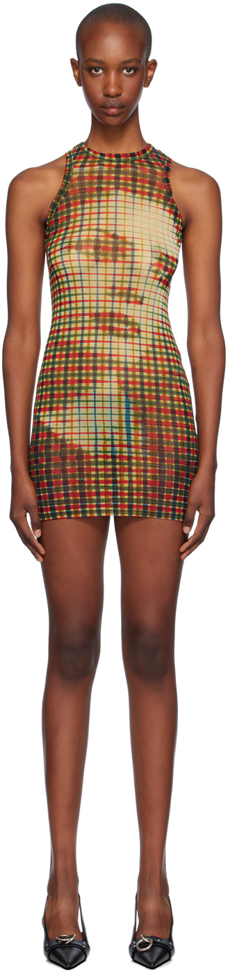 JEAN PAUL GAULTIER ゴルチェ ワンピース Tartan cotton 989836 Yellow & Green Tartan Face Minidress by Jean Paul Gaultier