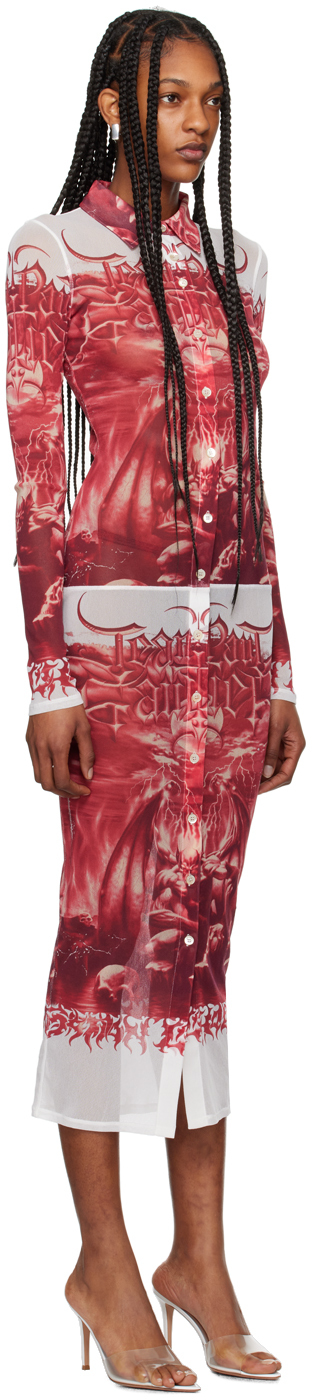 JEAN PAUL GAULTIER RED & WHITE 'THE DIABLO' MIDI DRESS