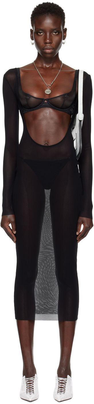 Shop Jean Paul Gaultier Black Shayne Oliver Edition Midi Dress In 0000 Black/black