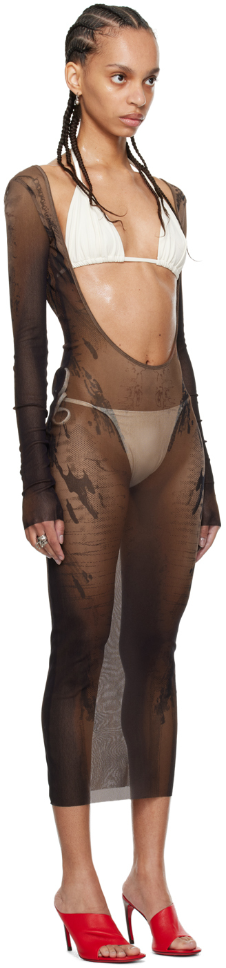 JEAN PAUL GAULTIER BROWN SHAYNE OLIVER EDITION MIDI DRESS