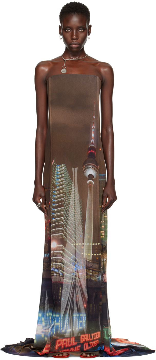 Shop Jean Paul Gaultier Brown Shayne Oliver Edition Maxi Dress In 60405030 Brown/green