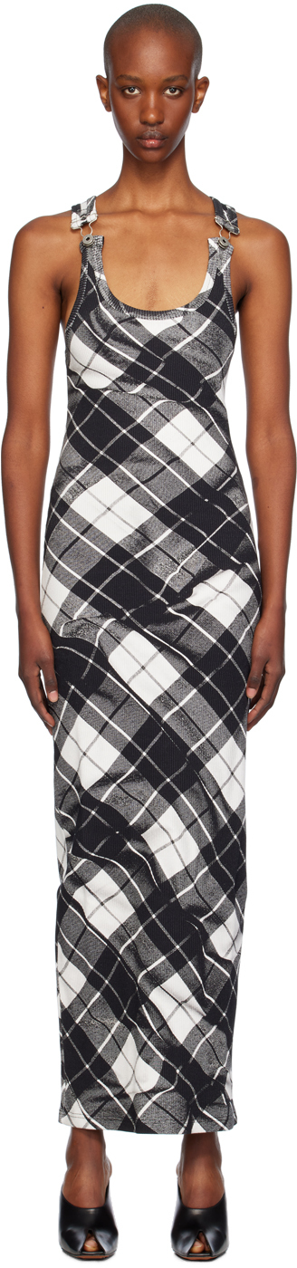 Black & White Tartan Maxi Dress