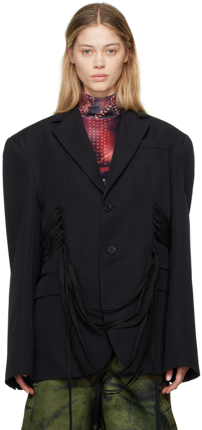 Black 'The Lace-Up Suit' Blazer