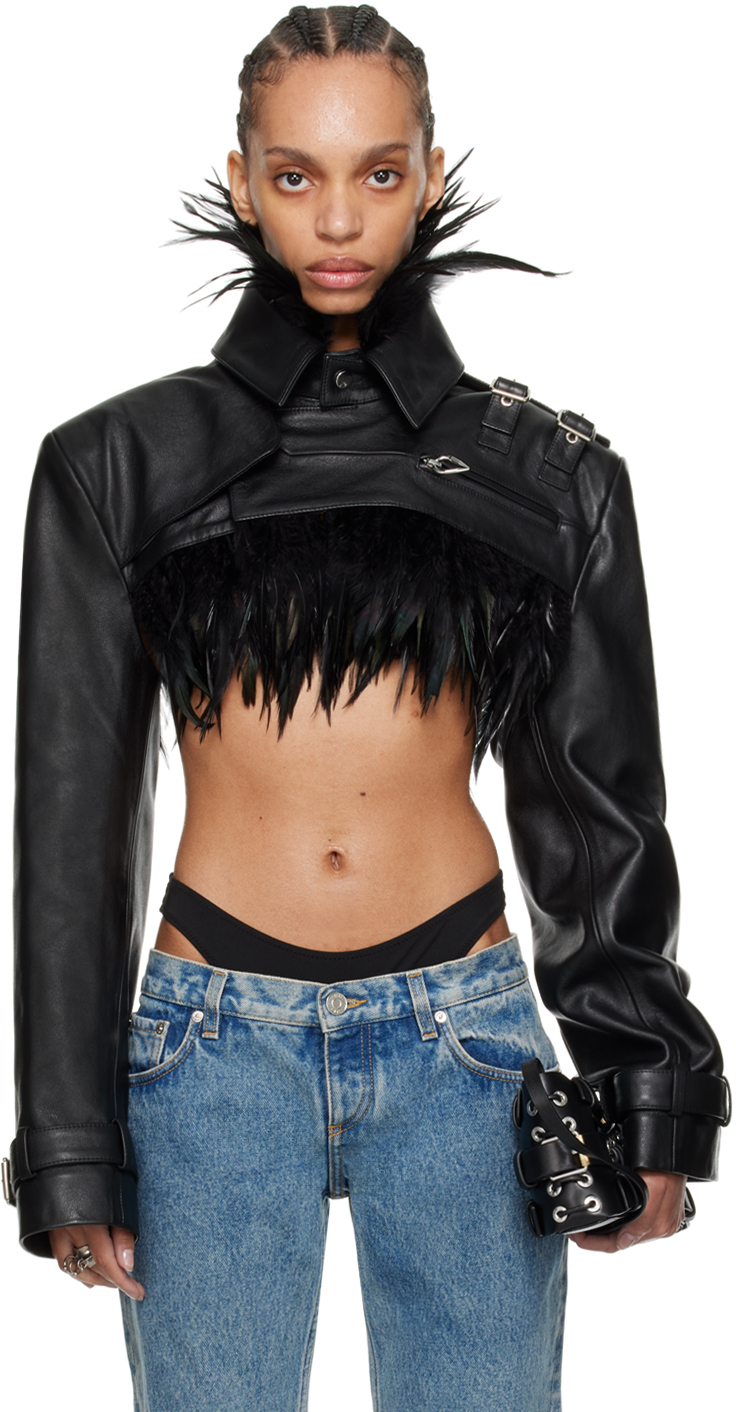 Jean Paul Gaultier Black Shayne Oliver Edition 'the Cropped' Leather Jacket In 00 Black