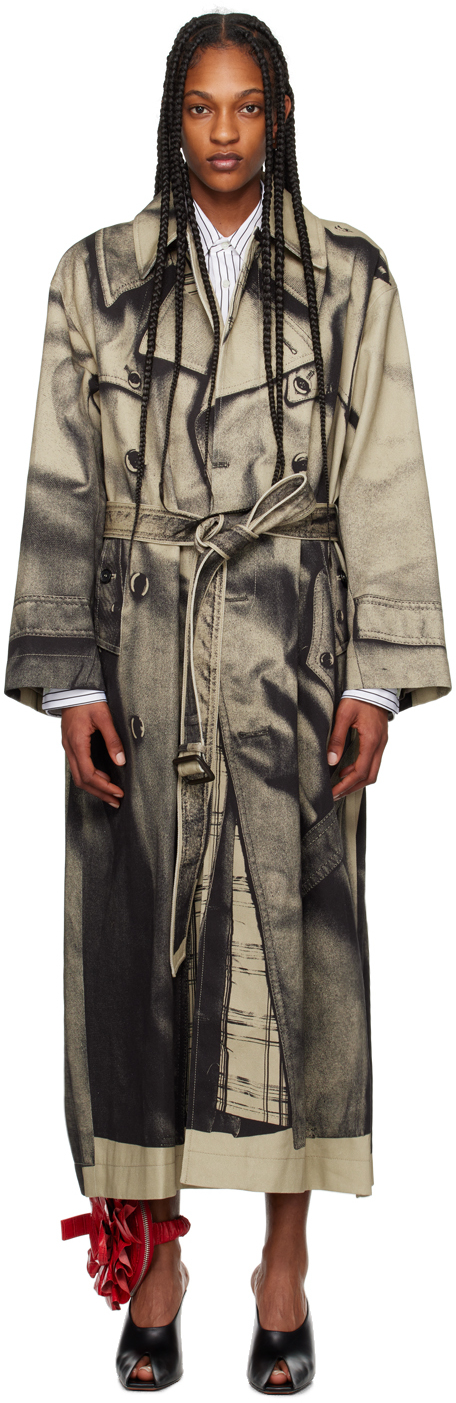Beige & Black 'The Trompe-lail' Trench Coat