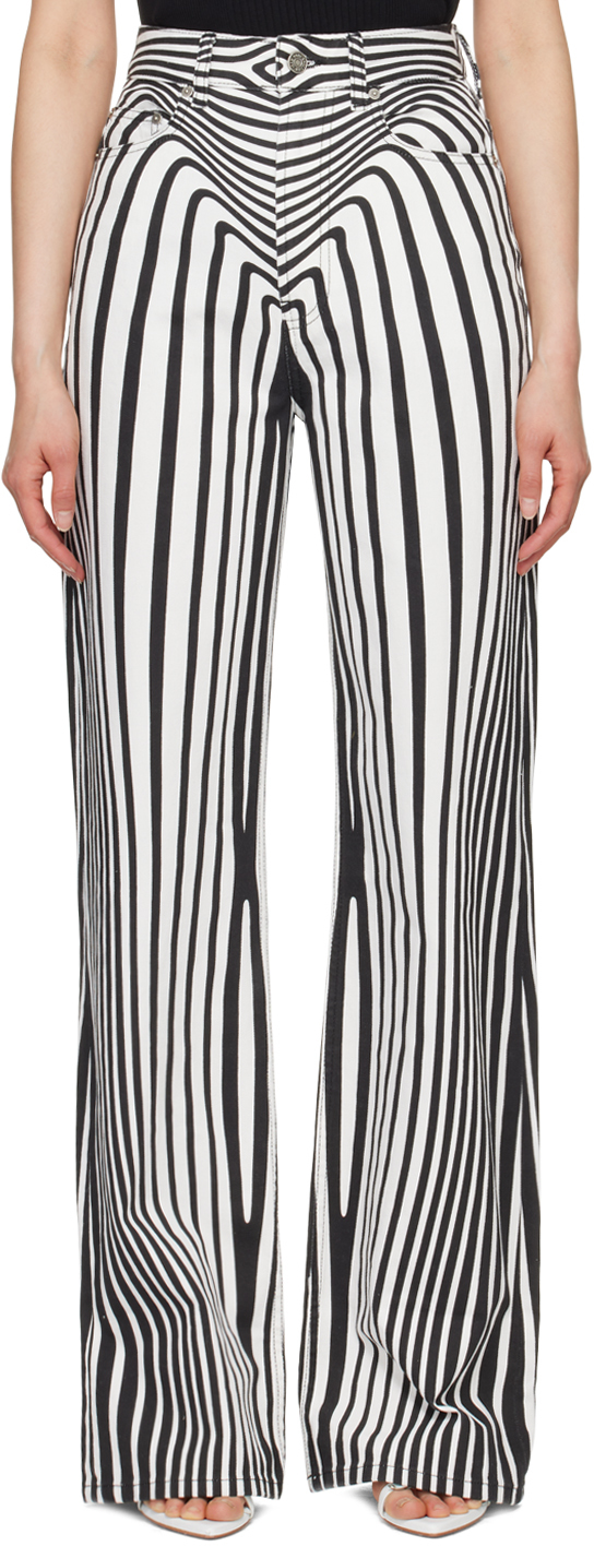 Shop Jean Paul Gaultier White Printed Jeans In 0100 White/black
