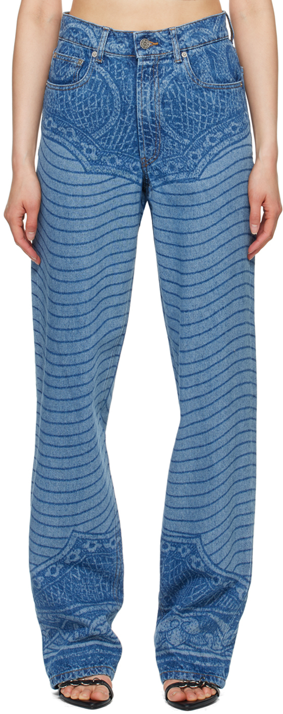 Jean Paul Gaultier: Blue Laser Printed Jeans | SSENSE