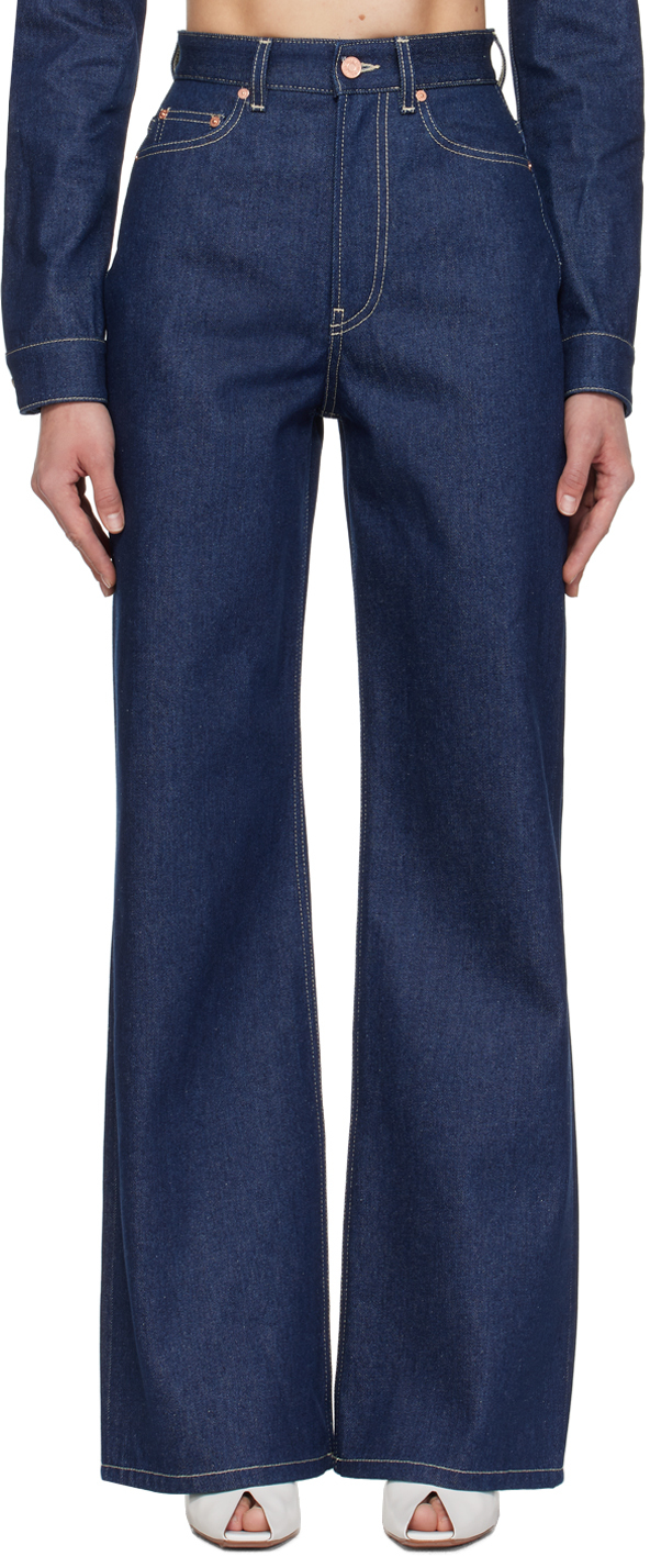 Shop Jean Paul Gaultier Indigo Straight-leg Jeans In 5572 Indigo/tabac