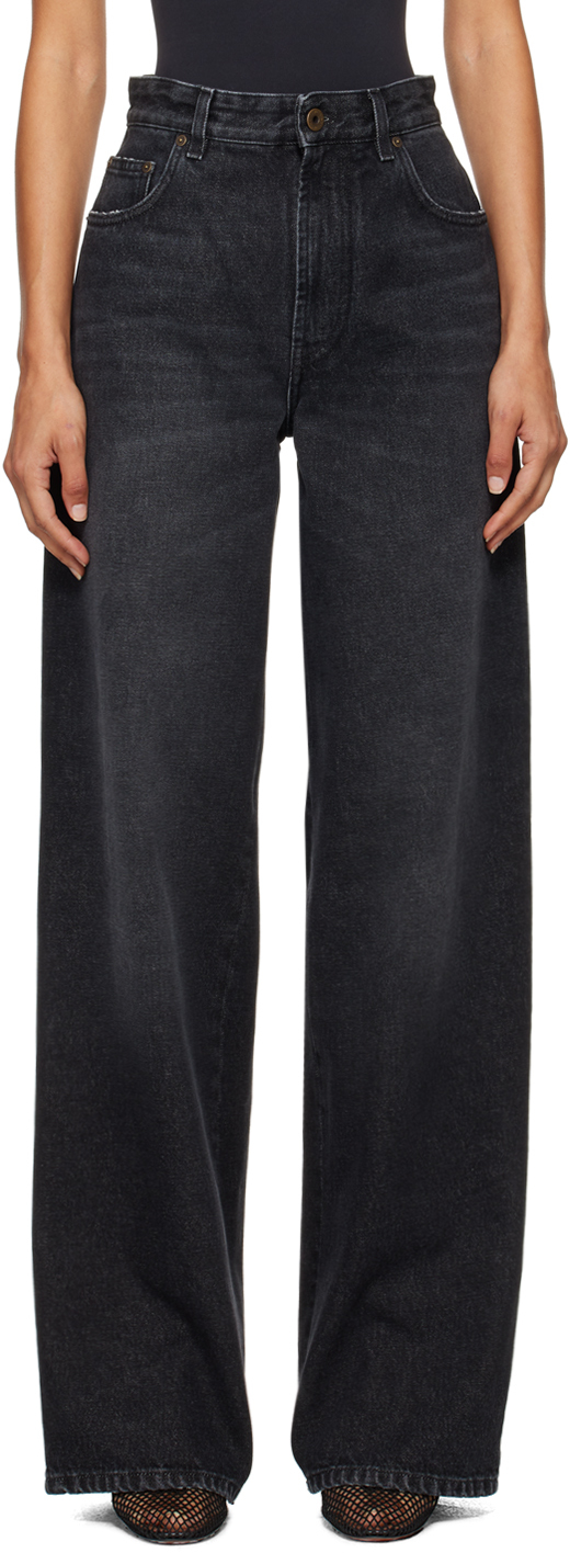 デニム・ジーパン JEAN PAUL GAULTIER Woman Jeans Black JE148LPD016 06 Jean Paul Gaultier Denim Jeans With Lacing And Knee Bonding