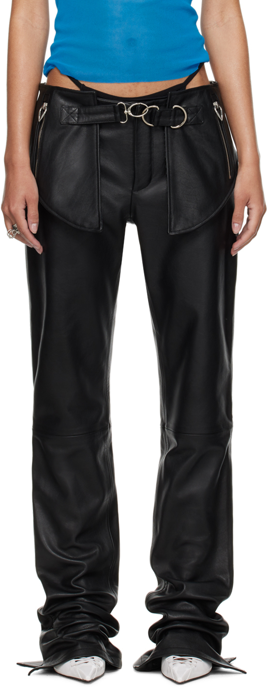 Shop Jean Paul Gaultier Black Shayne Oliver Edition Leather Pants In 00 Black