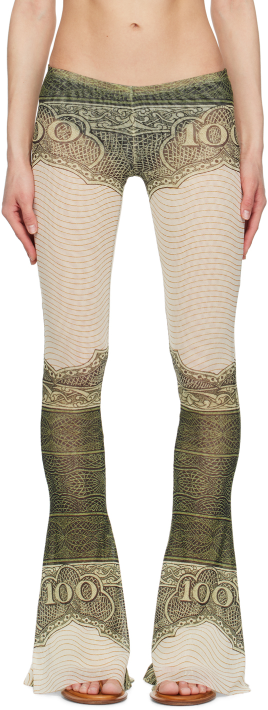 Shop Jean Paul Gaultier Green & Off-white 'the Cartouche' Pants In 400300156 Green/ecru
