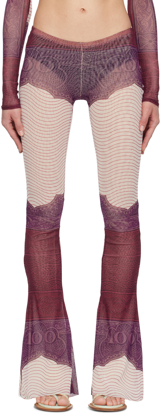 Jean Paul Gaultier Purple & Burgundy 'the Cartouche' Pants In 300128 Red/white/bur